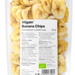 Vilgain Bananové chipsy BIO – neslazené 120 g